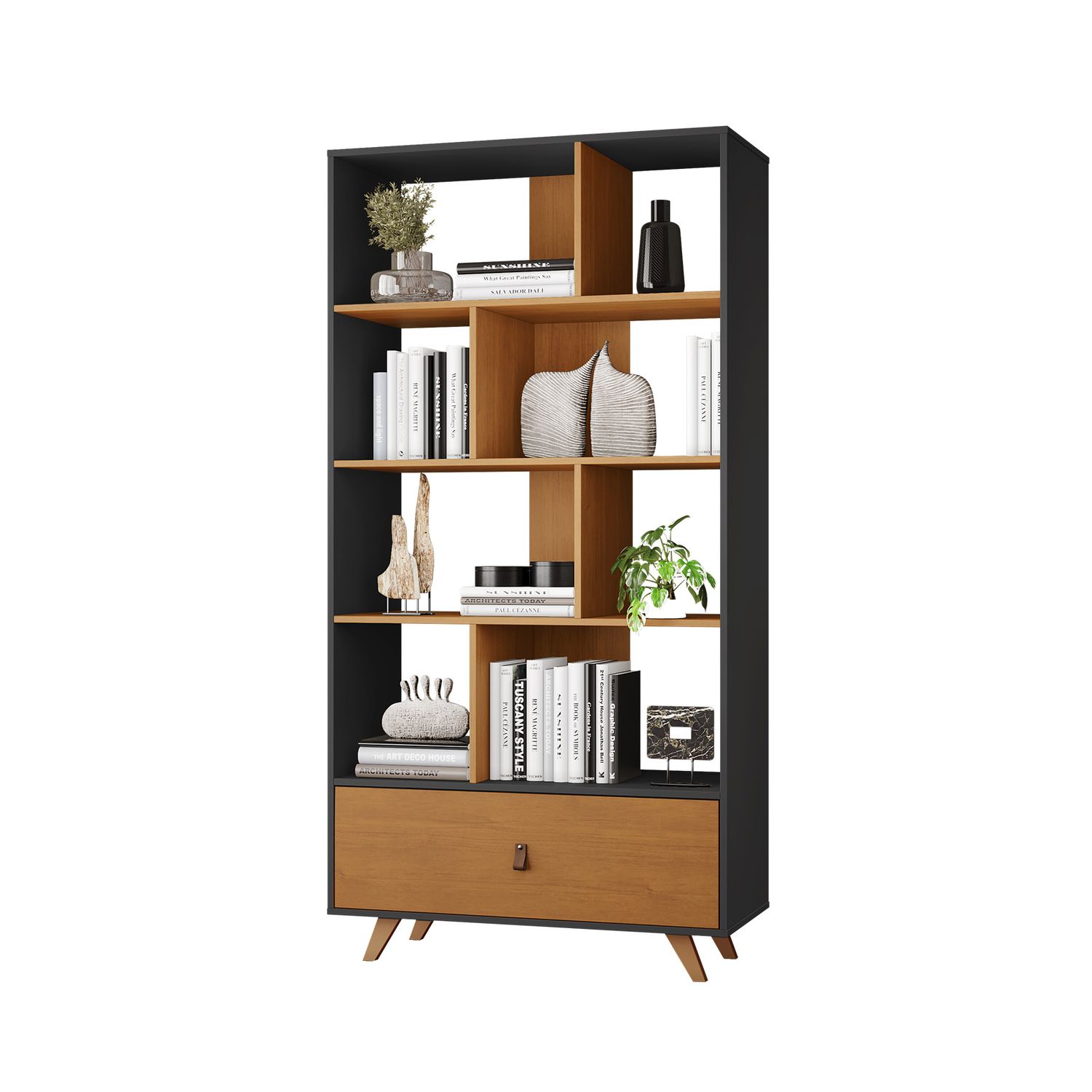 CLAREMONT BOOKSHELF GRAPHITE/CINNAMON