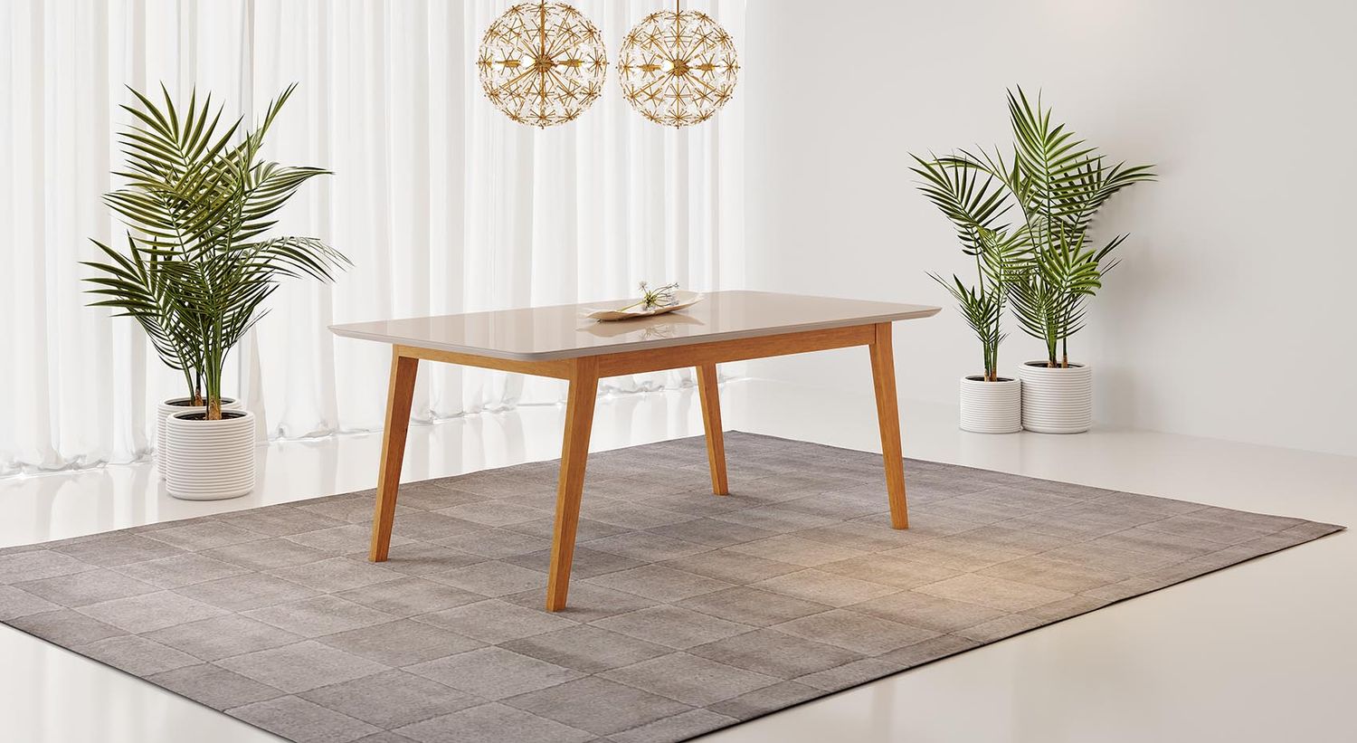 63 IN. AMALFI DINING TABLE CINNAMON/OFF WHITE