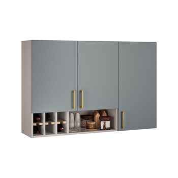 STUTTGART 3-DOOR WALL CABINET W/ WINE RACK FENDI/GRAY