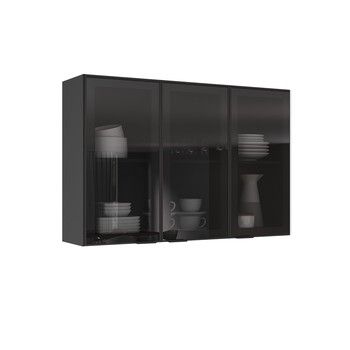 DORTMUND 3-GLASS DOOR WALL CABINET GRAPHITE/FENDI