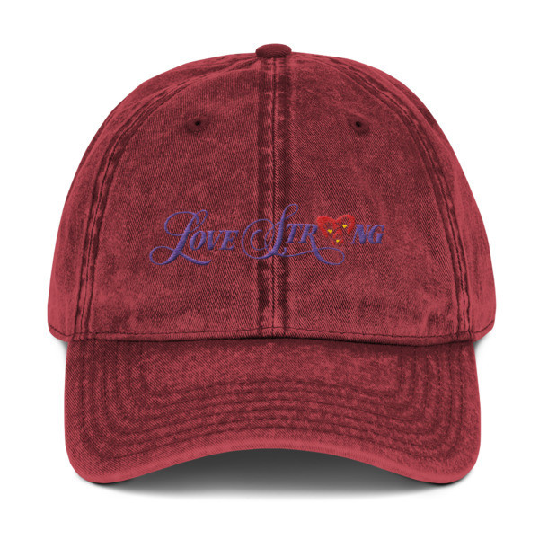 Red Vintage Love Strong Dad Cap