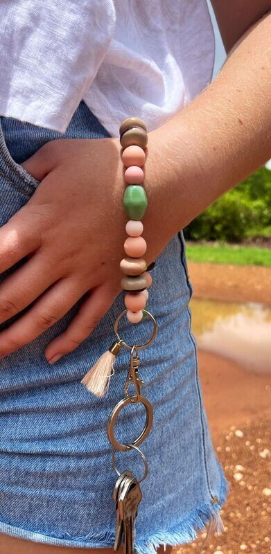 Zebra Stone and Silicone Bead Wristlet