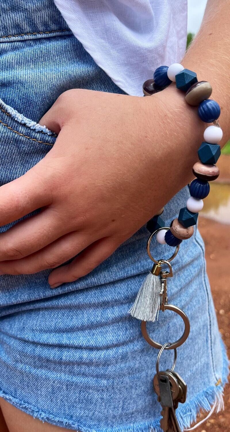 Zebra Stone and Silicone Bead Wristlet