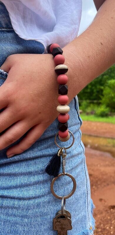 Zebra Stone and Silicone Bead Wristlet