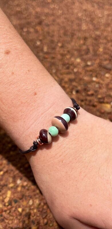 Adjustable Zebra Rock and Silicone Bead Bracelet