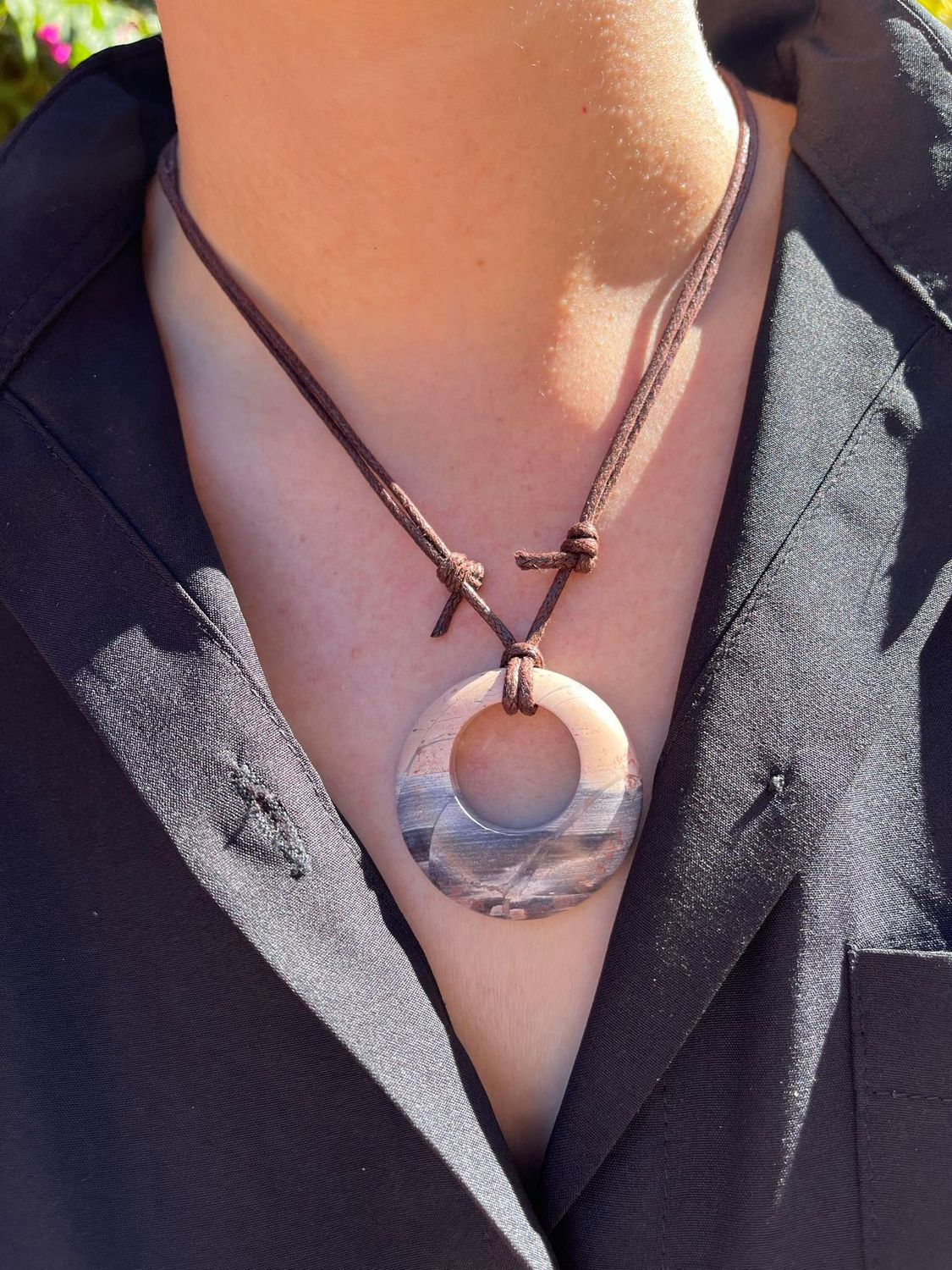 Adjustable Ribbon Stone Pendant