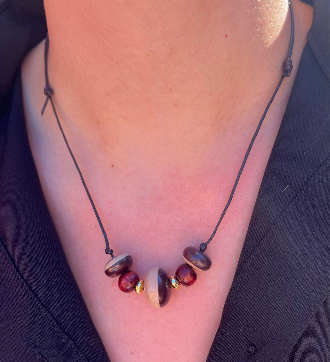 Adjustable Zebra Stone Bead Necklace