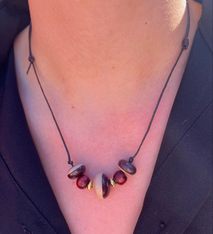 Adjustable Zebra Stone Bead Necklace