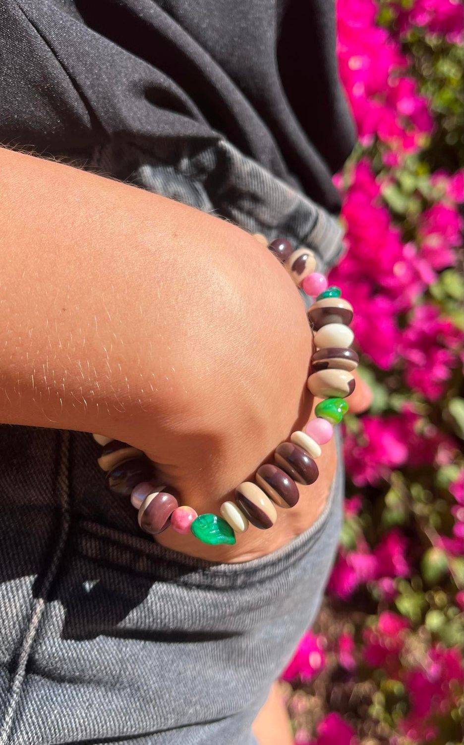 Zebra Rock Beaded Bracelet