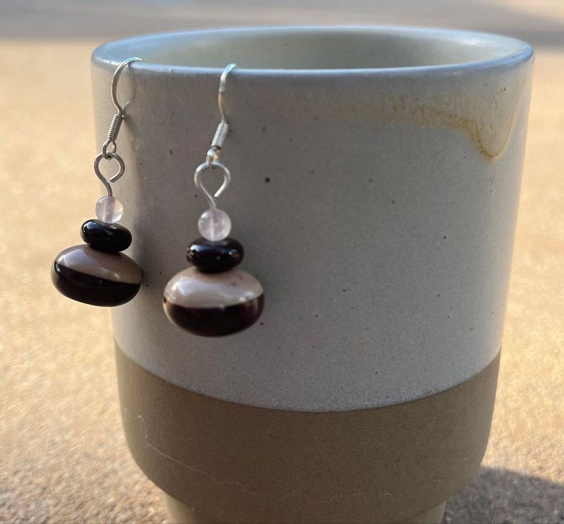 Zebra Rock Bead Earrings