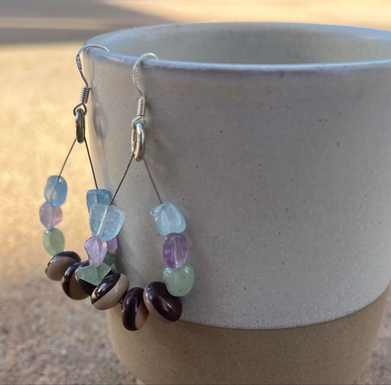 Zebra Rock Bead Earrings