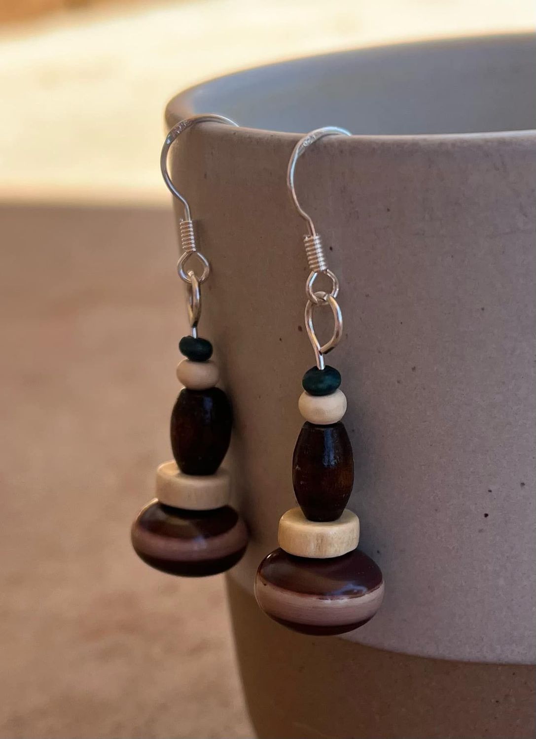 Beaded Zebra Rock Earrings