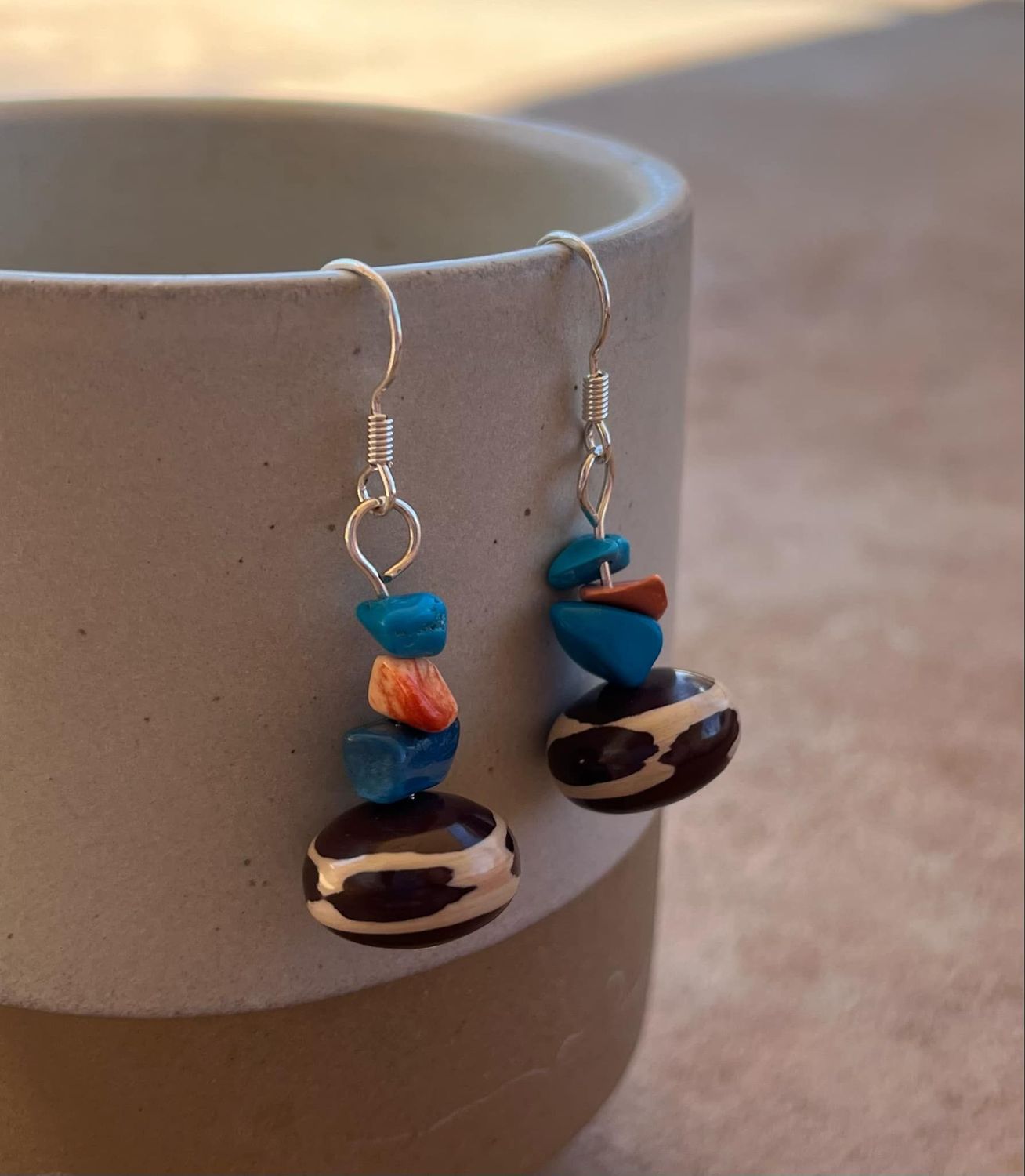 Zebra Beaded Earrings