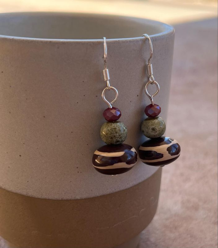 Zebra Beaded Earrings