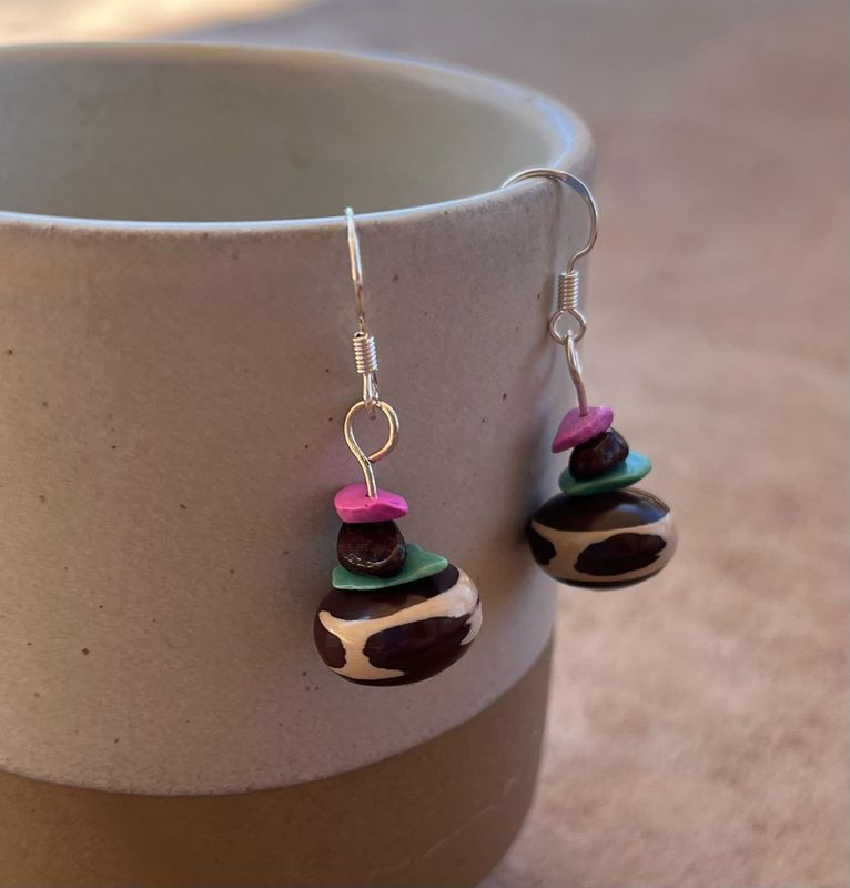 Zebra rock Bead Earrings