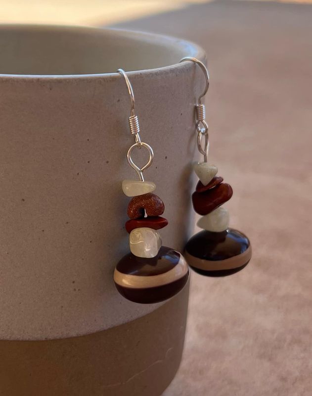 Zebra Rock Beaded Earrings