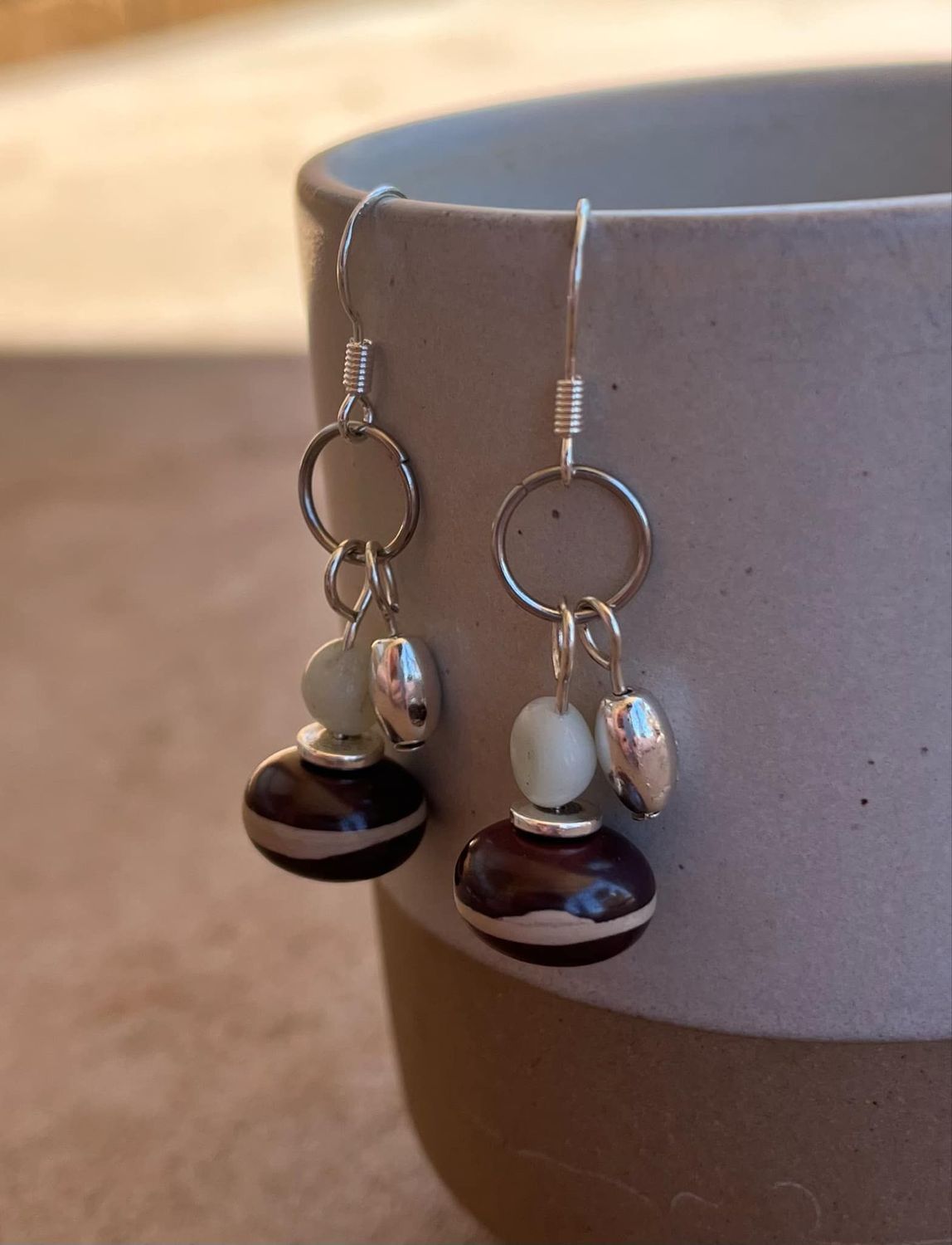 Zebra and Hematite Earrings