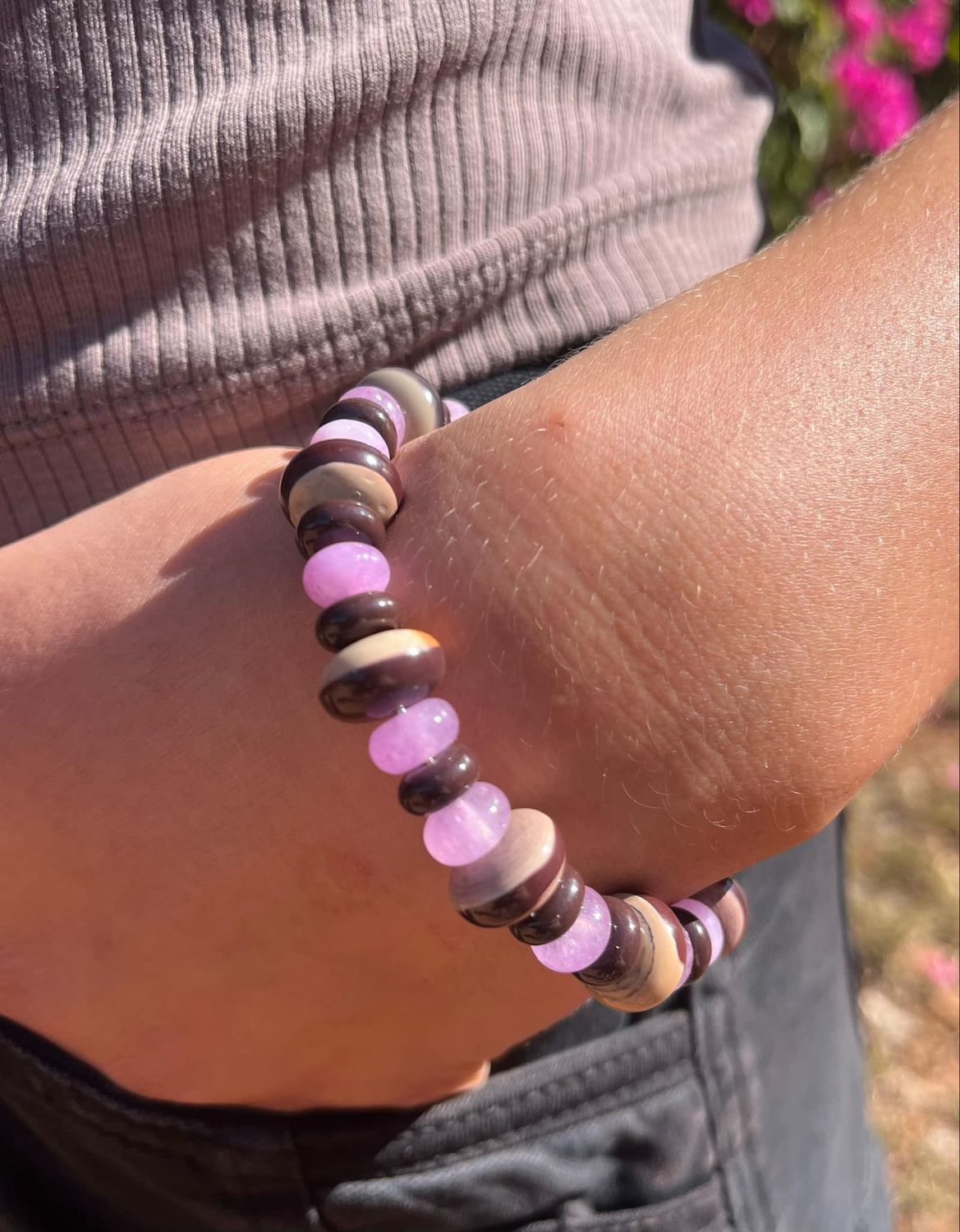 Zebra Rock Bead Bracelet
