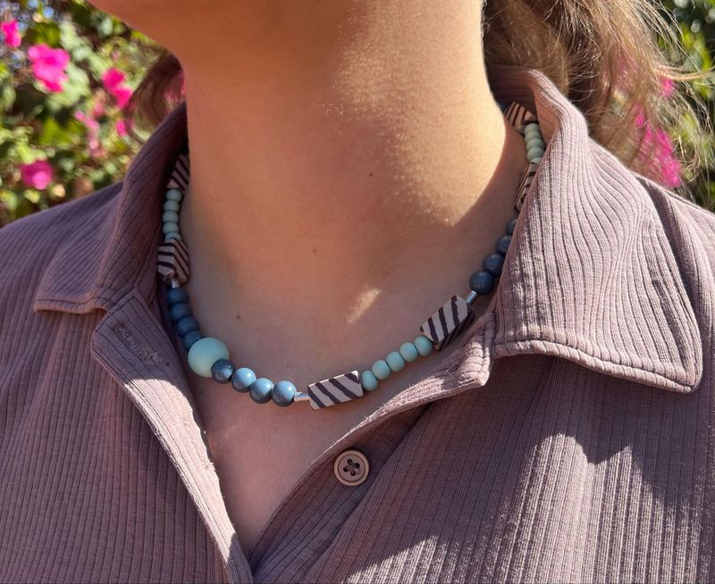 Zebra Rock with assorted decorative Bead Necklace