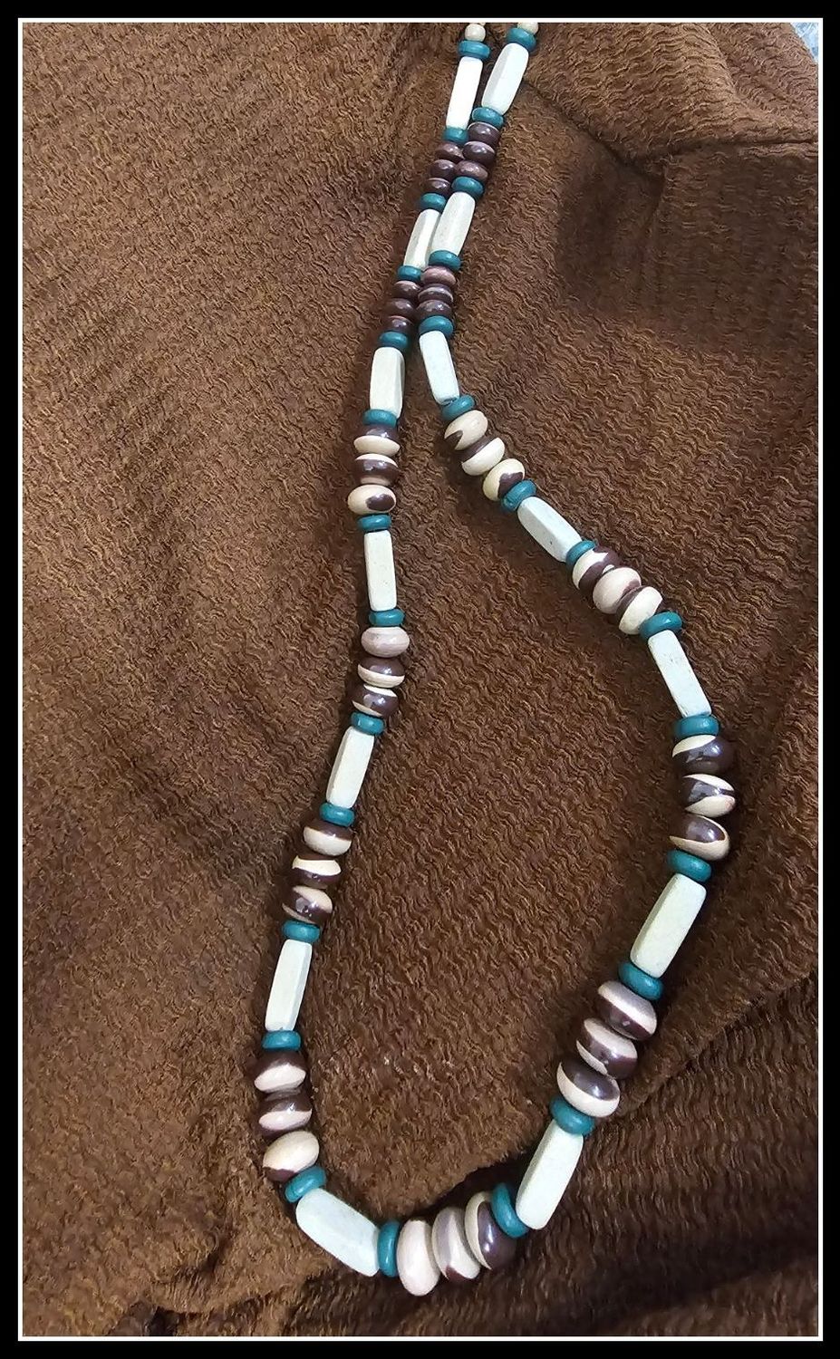 Zebra Stone & Wooden Bead Necklace