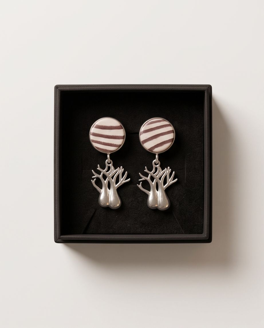 Sterling Silver Boab & Zebra Stone Earrings