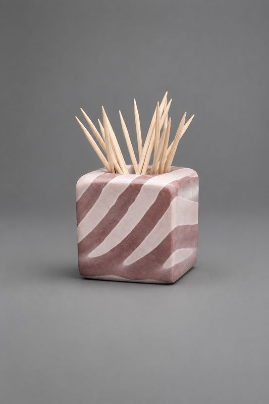 Zebra stone toothpick holder