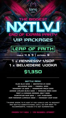 LEAP OF FAITH $1350 PACKAGE