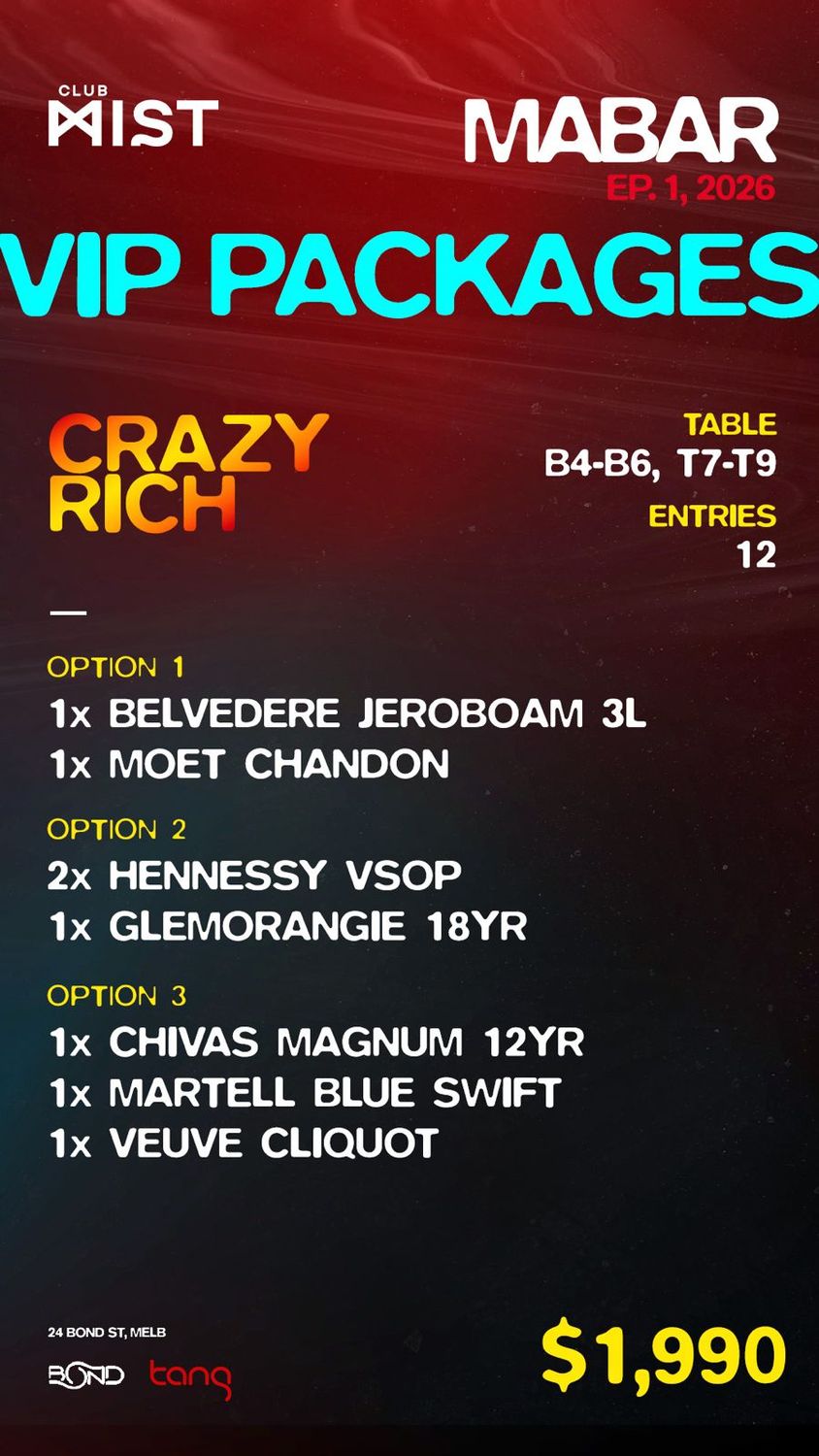 CRAZY RICH $1990 - Deposit