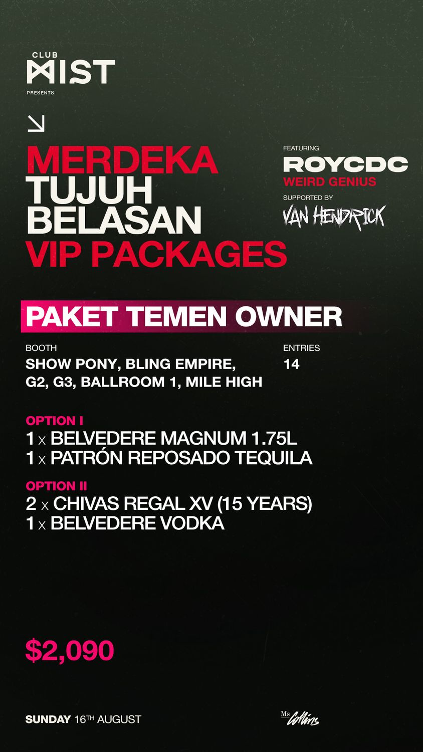 Paket Temen Owner $2090 - Deposit
