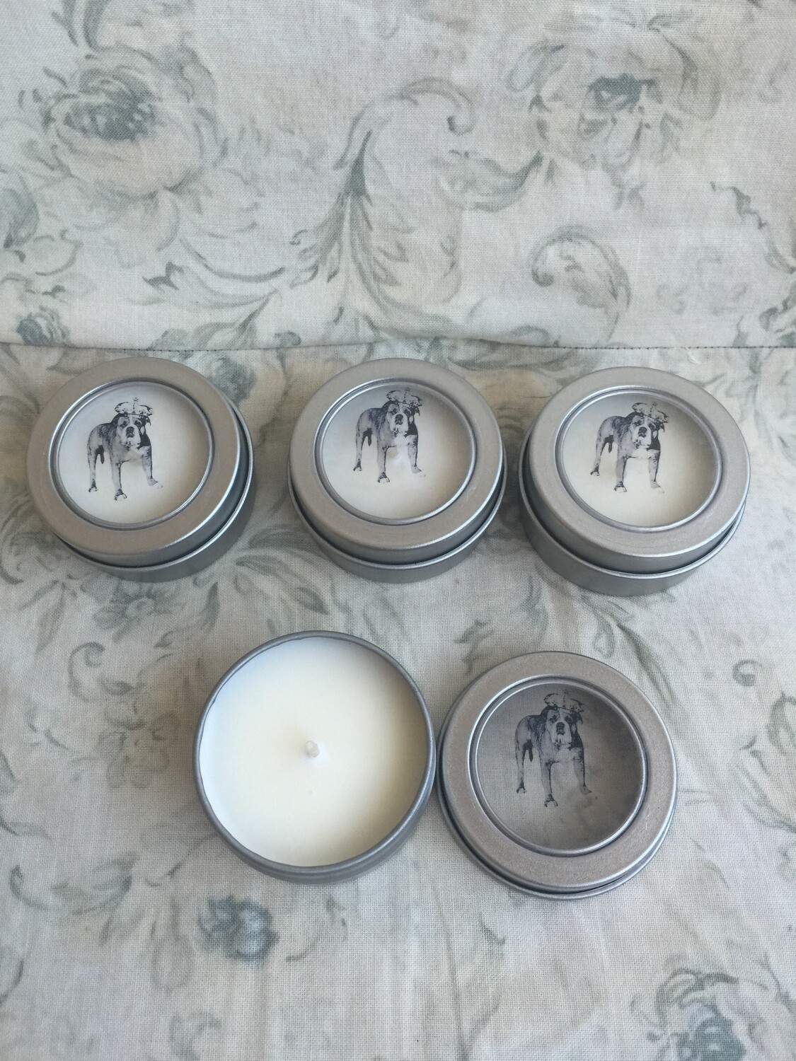 Set of (2) 1 oz. Bully or Boston Terrier Travel Tin Soy Candle