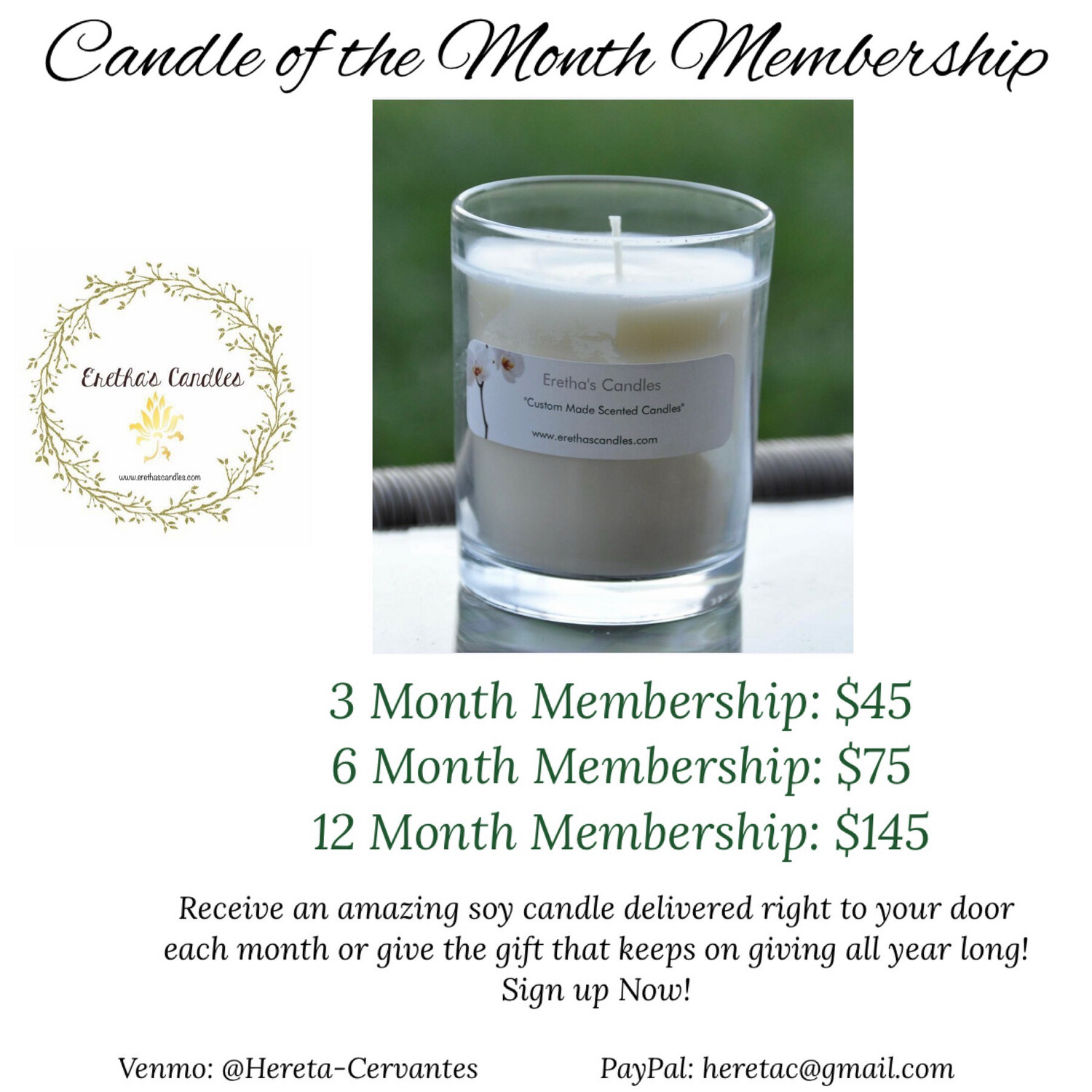 Candle of the Month Club Membership (12 Months)