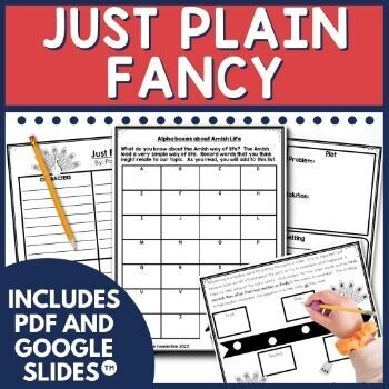 Just Plain Fancy by Patricia Polacco Activities in Digital and PDF