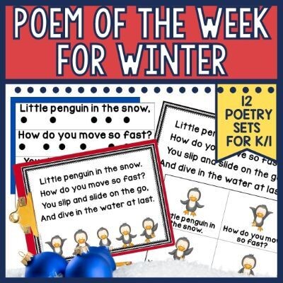 Winter Poem of the Week for Kindergarten First Grade Emergent Reader Activities