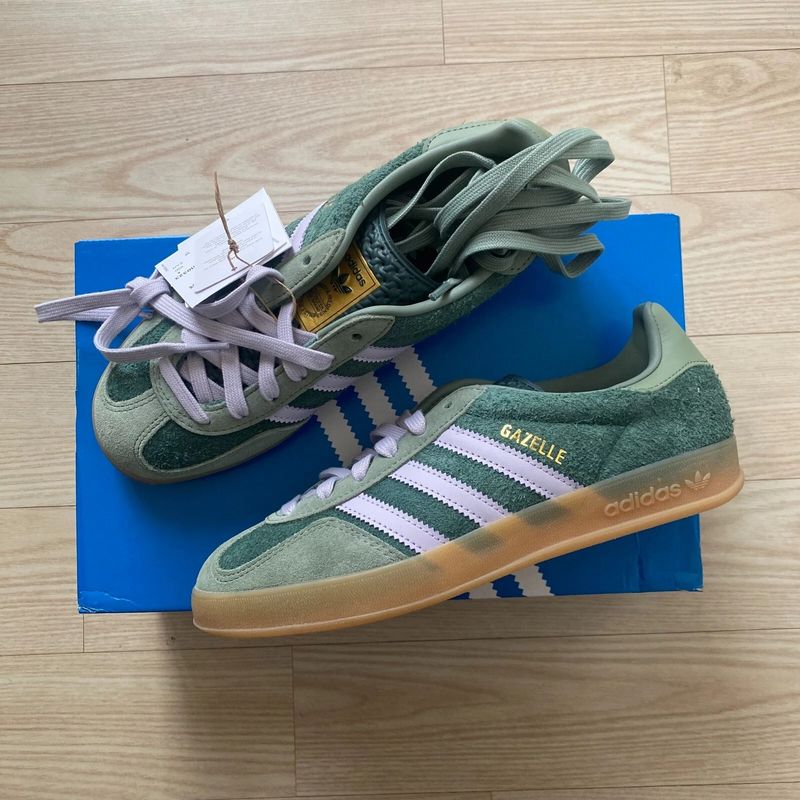 Adidas Gazelle Indoor Mineral Green Silver Womens