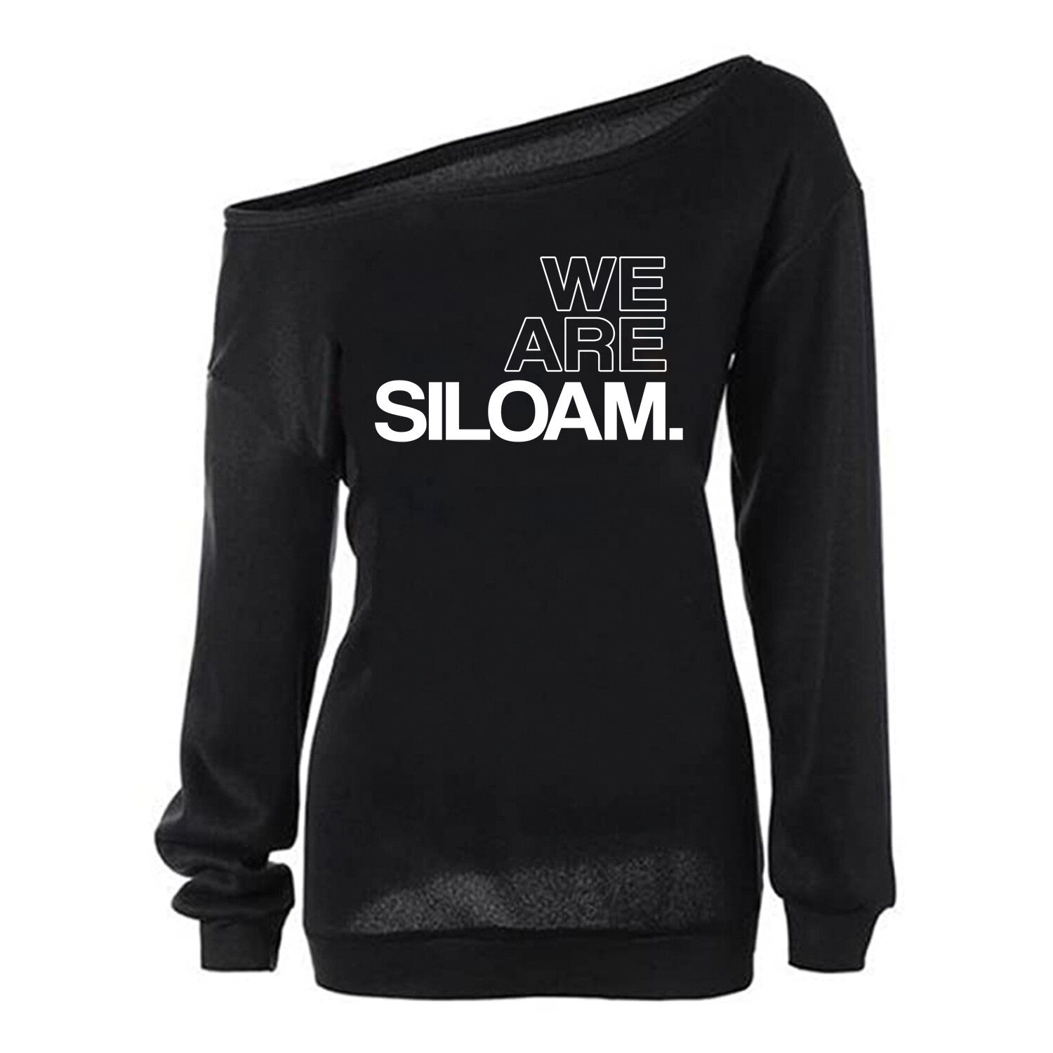 We Are Siloam Off the Shoulder Sweatshirt (Black)