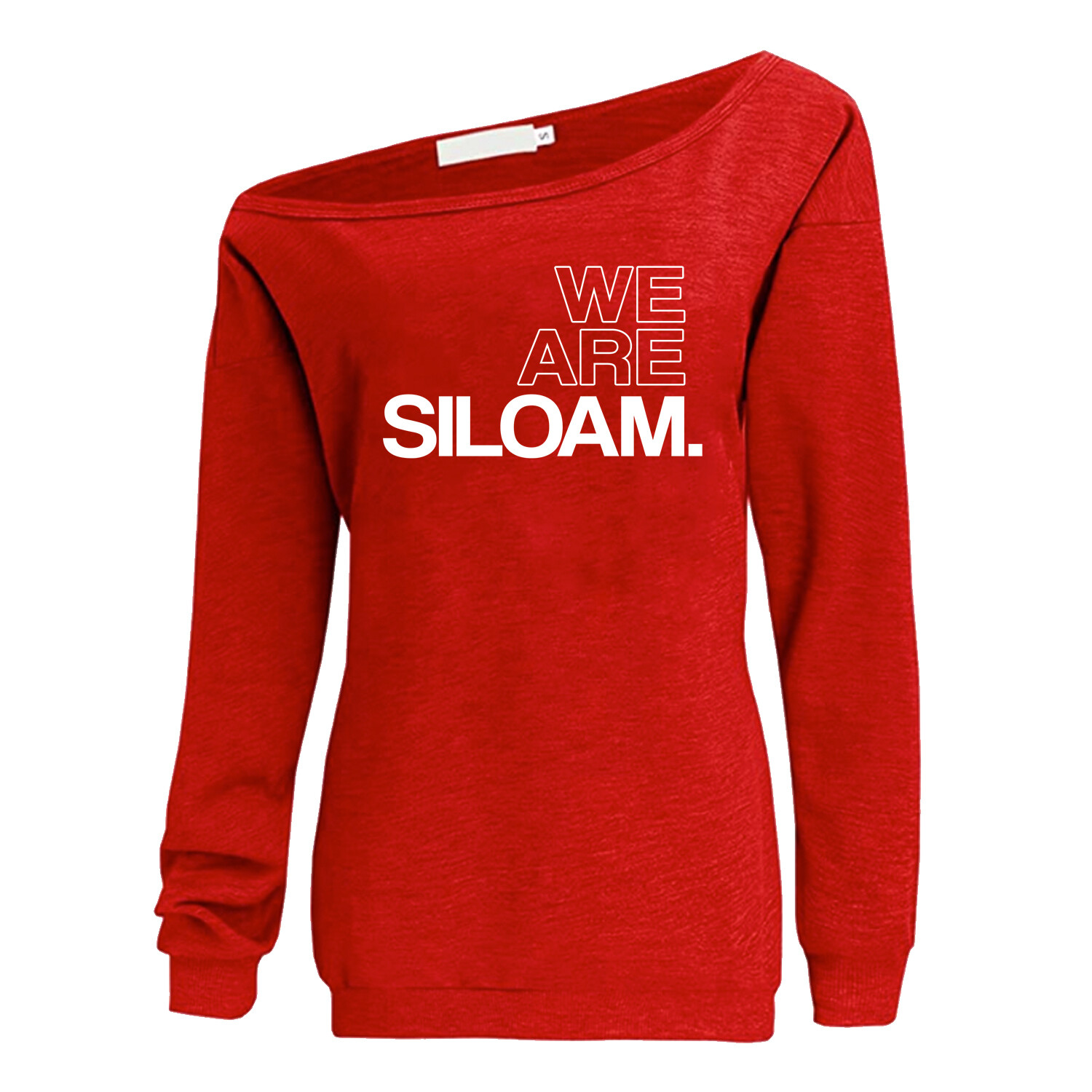 We Are Siloam Off the Shoulder Sweatshirt (Red)