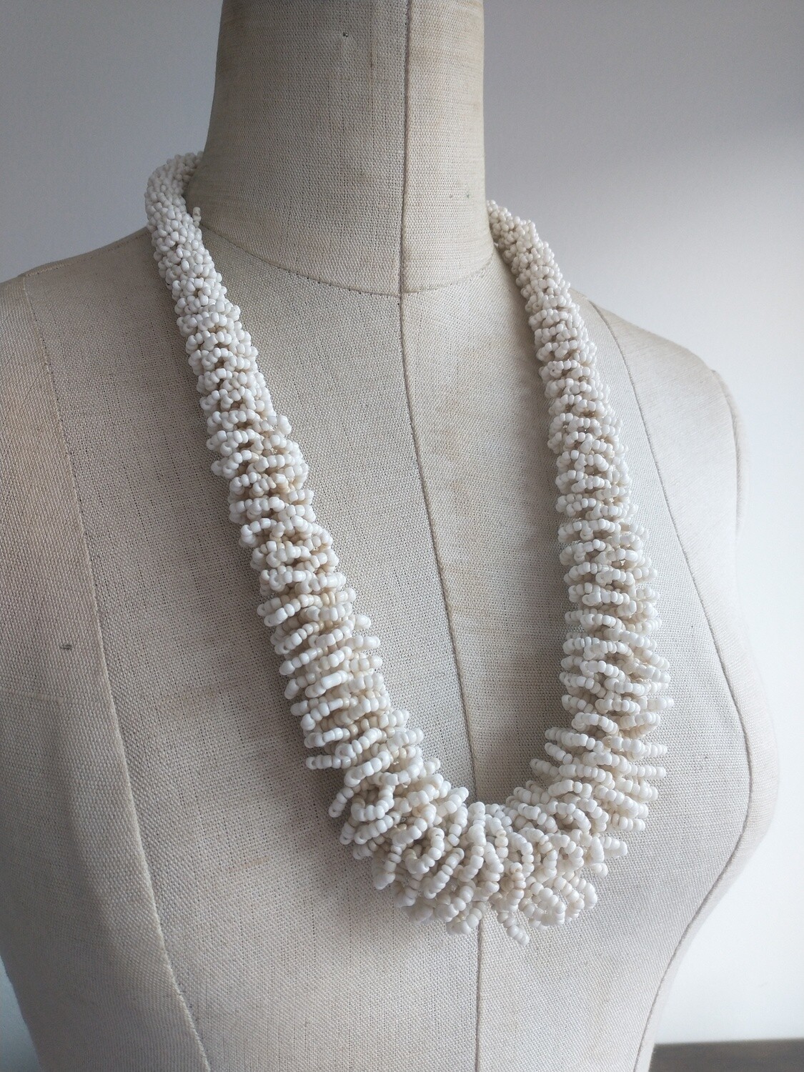 Statement beaded cream necklace