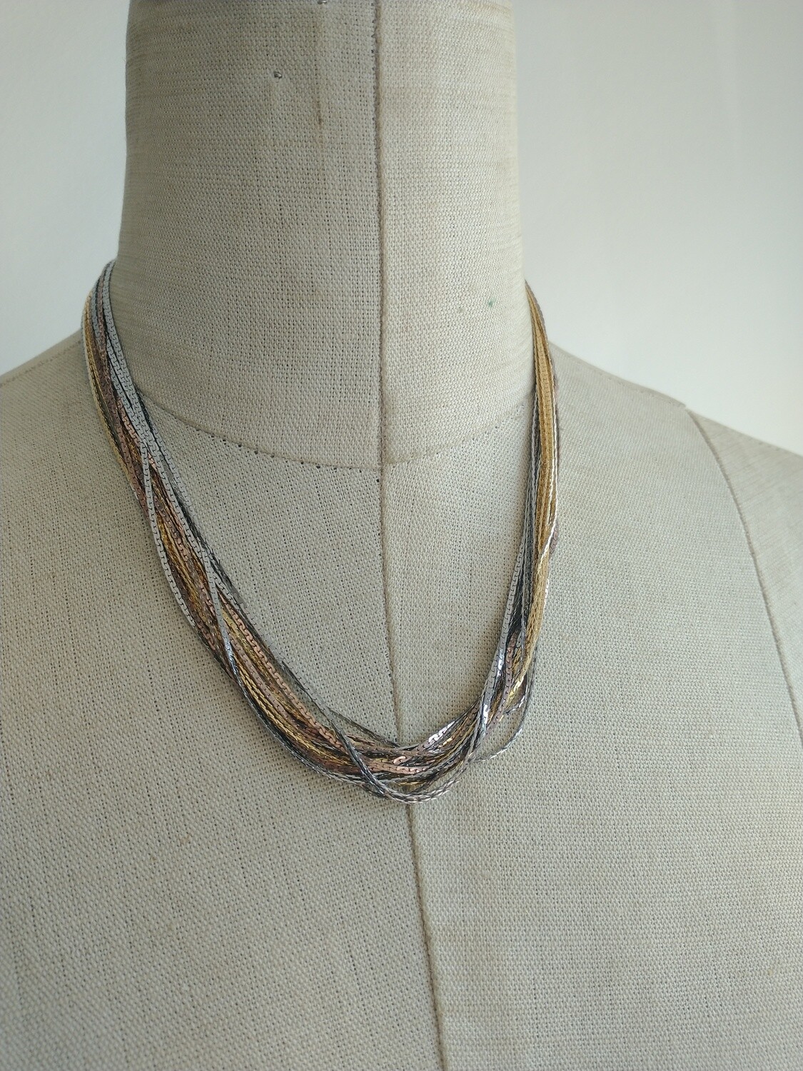 Vintage gold silver copper tone chain statement