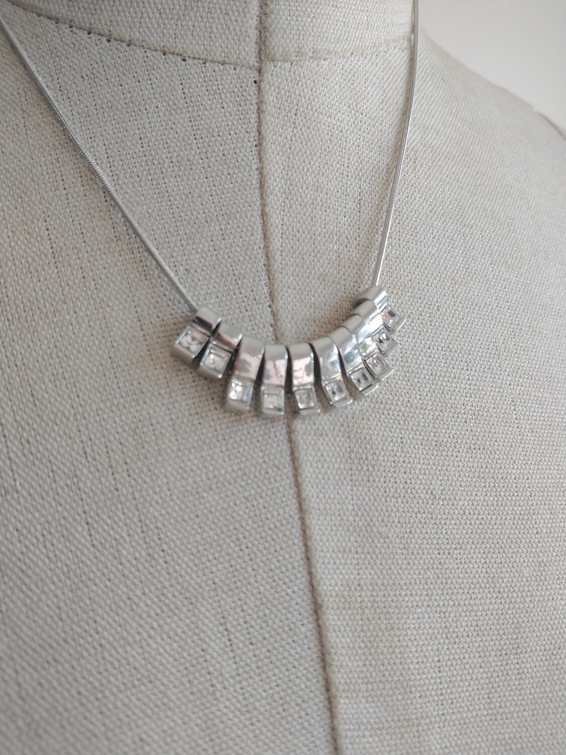 Swarovski crystals silver tone necklace