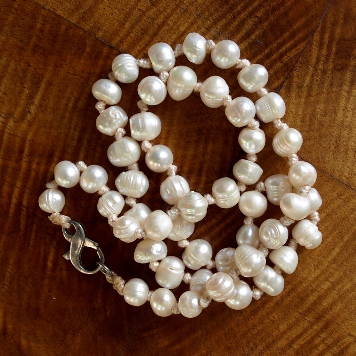 Large Pearl & Silver Necklace