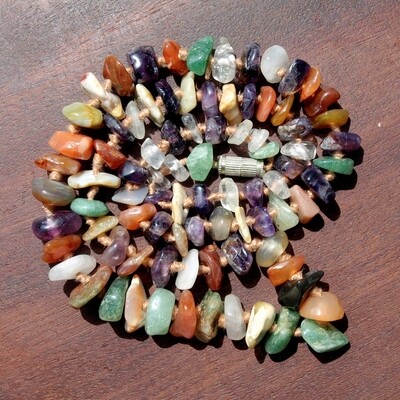 Ladies Vintage Long Gemstone Hand Knotted Necklace