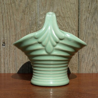Vintage Govancroft Spring Green Pottery Basket Vase