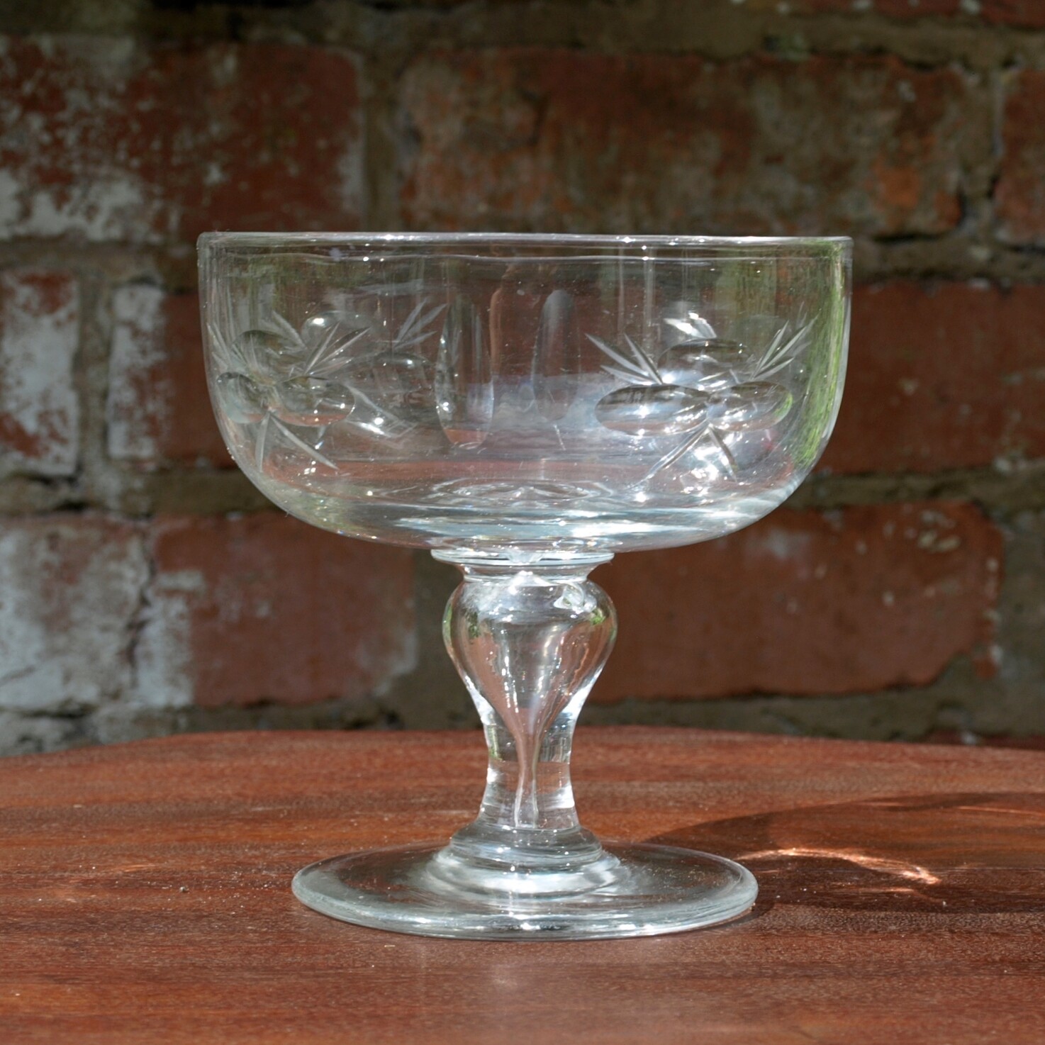 Large Hand Blown Antique Victorian Clear Glass Comport Bon Bon Bowl