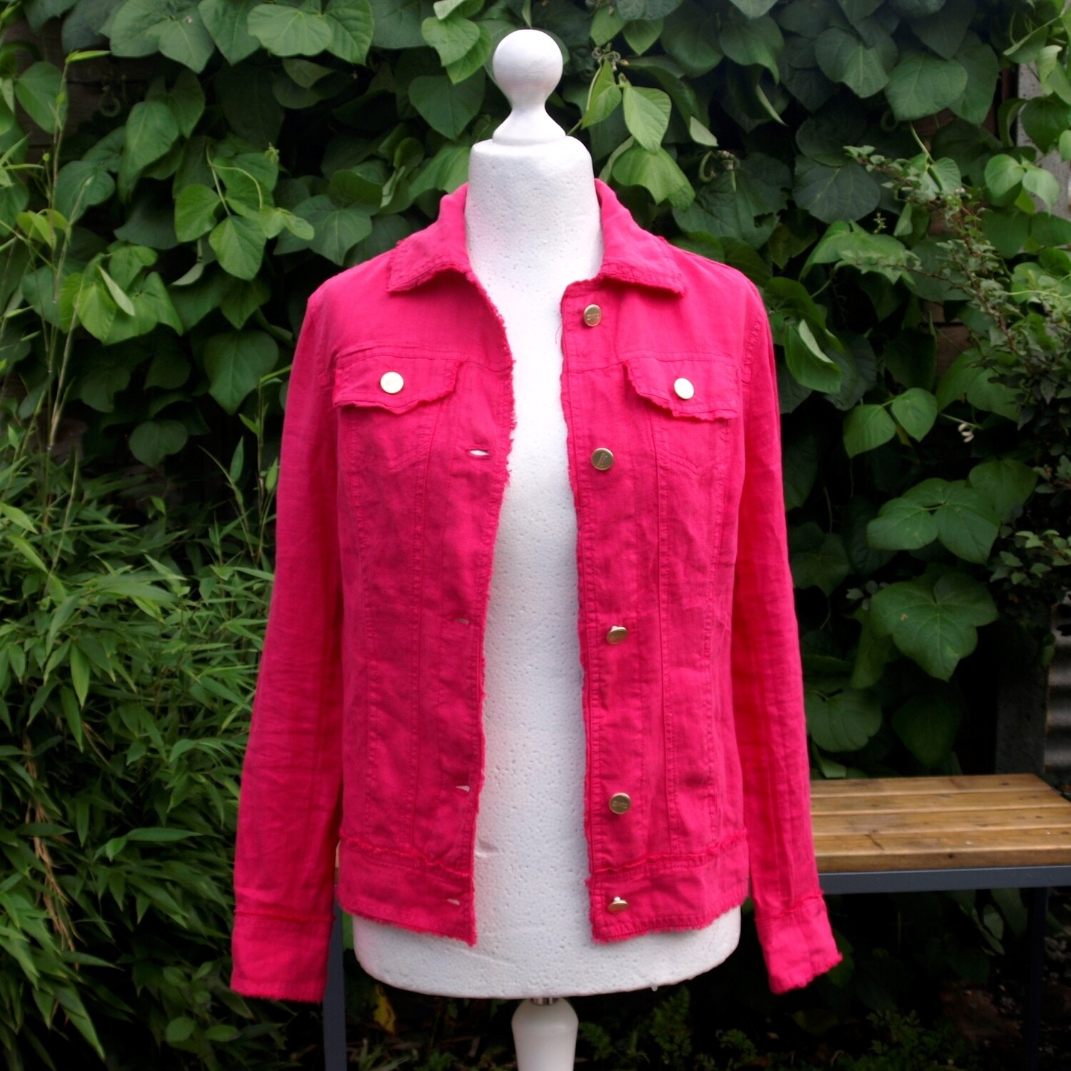 Ladies Cerise Pink Linen Shirt Jacket by Pomodoro Size 10