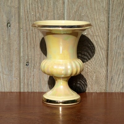 Small Vintage Irridescent Yellow English Ceramic Vase