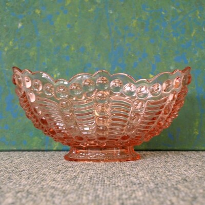 Vintage Art Deco Peach Depression Glass Mantle Vase or Fruit Bowl