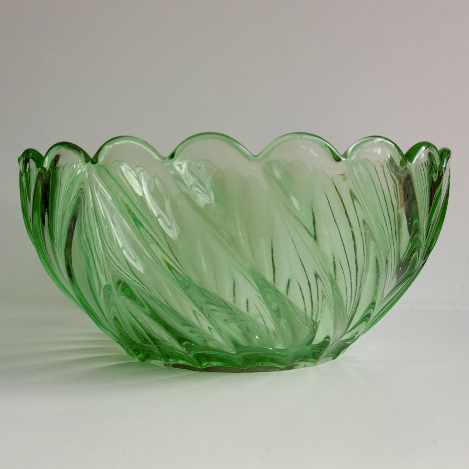 Large Vintage Green Depression Glass Fruit or Desert Bowl