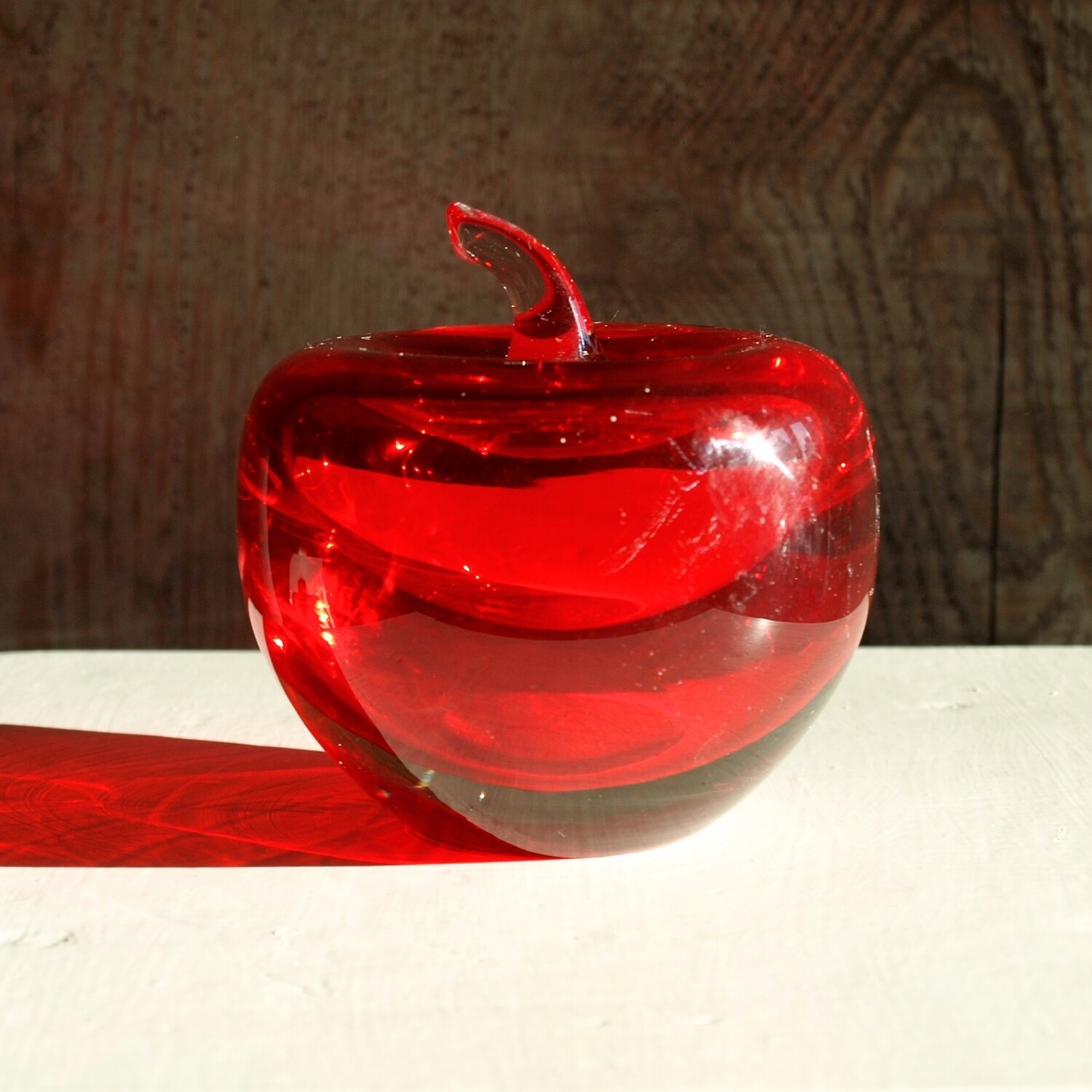 Large & Heavy Vintage Hand Blown 50s Red Apple Paperweight