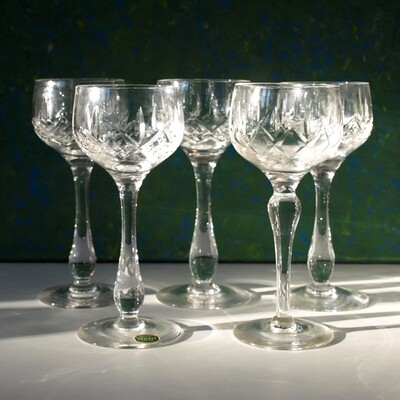 Set of Five Glengarry Cambridge Hock Wine Glasses by Stuart Crystal