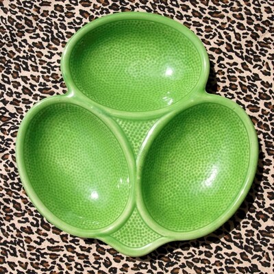Early Vintage Spring Green Triple Division Serving Bowl